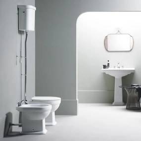 GSI Classic High Level 871100HC Λεκάνη Υ.Π Πισωστόμια 62-68cm με Καζανάκι Υψηλής Κατεβασιάς και Κάλυμμα Λευκό Soft Close