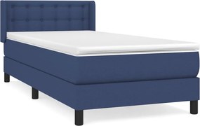 vidaXL Κρεβάτι Boxspring με Στρώμα Μπλε 100 x 200 εκ. Υφασμάτινο