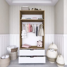 Διφυλλη Ντουλαπα Δρυς/Λευκο 1600 45x90x183