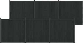 vidaXL Πάνελ Φράχτη 6 pcs WPC και Αλουμίνιο Μαύρο