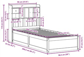 Σκελετός Κρεβατιού Χωρίς Στρώμα 90x200 εκ Μασίφ Ξύλο Πεύκου - Καφέ