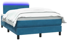 vidaXL Κρεβάτι Boxspring με Στρώμα Σκούρο Μπλε 120x210 εκ. Βελούδινο