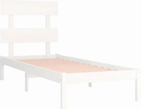 vidaXL Πλαίσιο Κρεβατιού Λευκό 90 x 190 εκ. Μασίφ Ξύλο Single