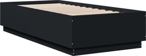 vidaXL Πλαίσιο Κρεβατιού με LED Μαύρο 90x200 εκ. Επεξεργ. Ξύλο