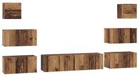 vidaXL Σετ επίπλου τηλεόρασης 8 pcs Παλαιό ξύλο 60 x 30 x 30 cm
