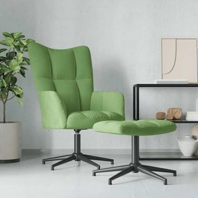 vidaXL Πολυθρόνα Relax Ανοιχτό Πράσινο Βελούδινη με Σκαμπό