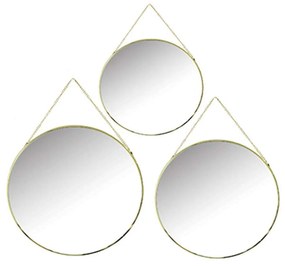 Καθρέπτης Τοίχου Στρογγυλός Cora (Σετ 3Τμχ) 1360179 Gold Mirrors &amp; More Metal, Glass
