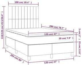 Κρεβάτι Boxspring με Στρώμα &amp; LED Μπλε 120x200 εκ. Υφασμάτινο - Μπλε