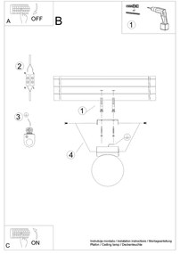 Sollux Φωτιστικό οροφής Yoli 1,χάλυβας/γυαλί,1xG9/12w,μαύρο