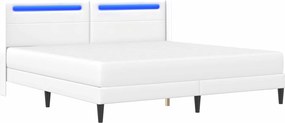 vidaXL Σκελετός κρεβατιού με στρώμα Λευκό 200 x 200 cm Τεχνητό Δέρμα
