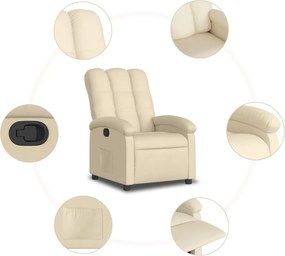 vidaXL Πολυθρόνα Ανακλινόμενη με Κρεμ Ύφασμα από Ύφασμα