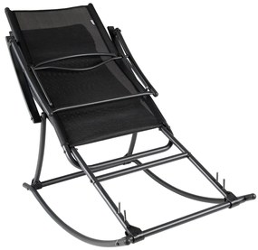 vidaXL Πολυθρόνα Κουνιστή Κήπου Μαύρη από Ατσάλι / Textilene