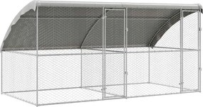 vidaXL Κλουβί Σκύλου 2 pcs Ασημί 4 x 2 x 2 m Γαλβανισμένος χάλυβας
