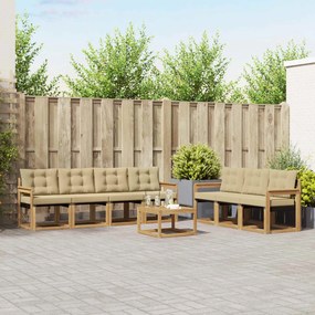vidaXL Σειρά Καναπέ Εξωτερικού με μαξιλάρι 8 pcs Λευκό και Μπεζ