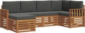 vidaXL Σαλονάκι Γωνιακού Καναπέ με μαξιλάρι 6 pcs Φυσικό και Ανθρακί