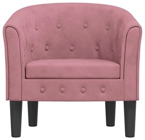vidaXL Πολυθρόνα Μπάρελ Ροζ Βελούδινη