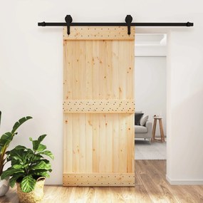 vidaXL Συρόμενη Πόρτα Φυσικό και Μαύρο 95 x 210 cm