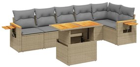 vidaXL Σαλόνι Κήπου Σετ 7 τεμ. Μπεζ Συνθετικό Ρατάν με Μαξιλάρια