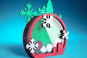 Σετ των 2 Intra απο ξύλο plywood 3mm-4mm πάχος Χριστουγεννιάτικη θήκη καραμέλας με | Δίασταση 15x15 cm INTRAFABR-72172284