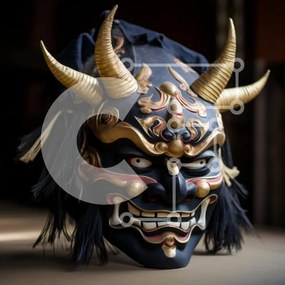 Intra Συλλεκτικό Ξύλινο Παζλ Plywood 4mm - Μαύρη και χρυσή μάσκα με κέρατα Σε Ξύλινο Κουτί - Διαστάσεις Puzzle: 10x10 cm – 25 κομμάτια