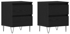 vidaXL Κομοδίνο 2 pcs Μαύρη δρυς 40 x 35 x 50 εκ. Επεξεργασμένο ξύλο
