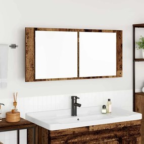 vidaXL Καθρέφτης LED Ντουλάπι Παλιό Ξύλο 100x12x45 cm