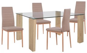 Σετ τραπεζαρίας C11407 5τμχ με Τραπέζι MORGAN 140x80x75εκ. & Καρέκλες LADY Μπέζ