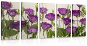 Εικόνα 5 τμημάτων υπέροχα μωβ λουλούδια - 100x50