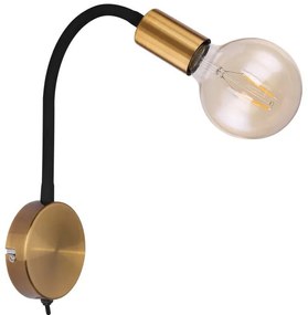 Απλίκα Φωτιστικό Τοίχου 1xE27 Μαύρο-Χρυσό Reading Light Eddy 46-54010-1W Globo Lighting 46-54010-1W