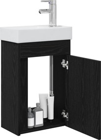 vidaXL Μονάδα μπάνιου με βρύση Μαύρη Δρυς 40,5 x 22,5 x 62 εκ.