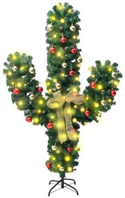 vidaXL Χριστουγεννιάτικος Κάκτος Περιστρ. LED Πράσινο 180εκ PVC Βάση