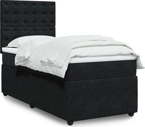 vidaXL Κρεβάτι Boxspring με Στρώμα Μαύρο 100x200 εκ. Βελούδινο