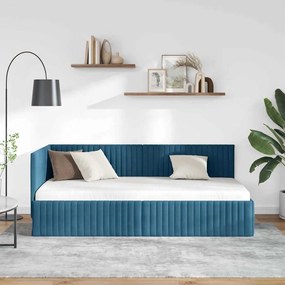vidaXL Κρεβάτι Γωνίας με κεφαλάρι Μπλε 90 x 190 cm Βελούδο