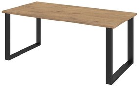 Τραπέζι Tucson 139, Μαύρο, Lancelot δρυς, 75x90x185cm, 54 kg, Πλαστικοποιημένη μοριοσανίδα, Μέταλλο | Epipla1.gr