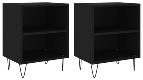 vidaXL Κομοδίνα 2 τεμ. Μαύρα 40 x 30 x 50 εκ. από Επεξεργασμένο Ξύλο