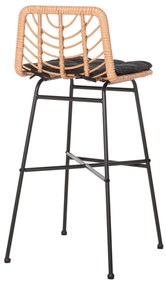 Σκαμπό Μπαρ GERALD C5706.11 Μεταλλικό Ψηλό με Μπεζ Wicker &amp; Μαύρο Μαξιλάρι 49x50x101Υεκ. 49x50x101 εκ.
