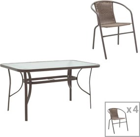 Τραπεζαρία Valor-Obbi σετ 5τεμ μέταλλο-pe καφέ