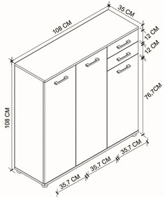 Παπουτσοθήκη - ντουλάπι Polly Megapap χρώμα pine oak 108x35x108εκ.