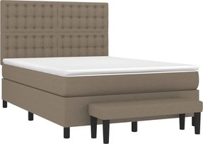 vidaXL Κρεβάτι Boxspring με Στρώμα Taupe 140x190 εκ. Υφασμάτινο
