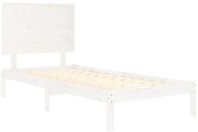 vidaXL Πλαίσιο Κρεβατιού Λευκό 90 x 190 εκ. Μασίφ Ξύλο Single