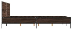 vidaXL Πλαίσιο Κρεβατιού Καφέ Δρυς 160x200 εκ. Επεξ. Ξύλο &amp; Μέταλλο
