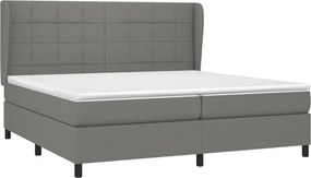 vidaXL Κρεβάτι Boxspring με Στρώμα Σκούρο Γκρι 200x200 εκ. Υφασμάτινο