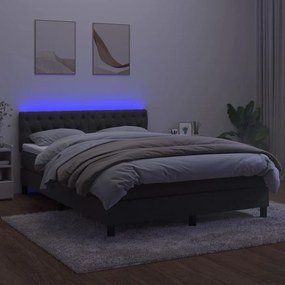 ΚΡΕΒΑΤΙ BOXSPRING ΜΕ ΣΤΡΩΜΑ &amp; LED ΣΚ. ΓΚΡΙ 140X200ΕΚ. ΒΕΛΟΥΔΙΝΟ 3134586