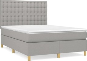 vidaXL Κρεβάτι Boxspring με Στρώμα Ανοιχτό Γκρι 140x190 εκ. Υφασμάτινο