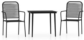 vidaXL Σετ Τραπεζαρίας Κήπου 3 Τεμαχίων Μαύρο