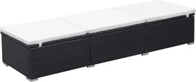 vidaXL Ξαπλώστρα Μαύρη από Συνθετικό Ρατάν με Μαξιλάρι