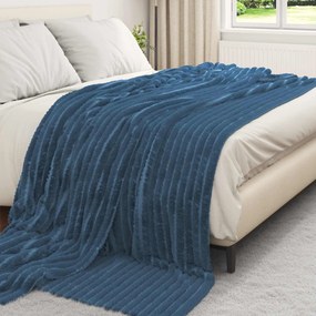 vidaXL Κουβέρτα Σκούρο μπλε 240 x 220 cm Μαλλί