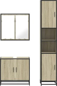 vidaXL Σετ Επίπλων Μπάνιου 3 Τεμαχίων Sonoma Δρυς Επεξεργασμένο Ξύλο