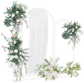 vidaXL Αψίδα Γάμου 3 pcs Λευκός Ατσάλι