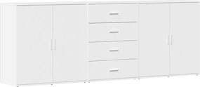 vidaXL Ντουλάπι 3 τεμ. Λευκό Επεξεργασμένο Ξύλο